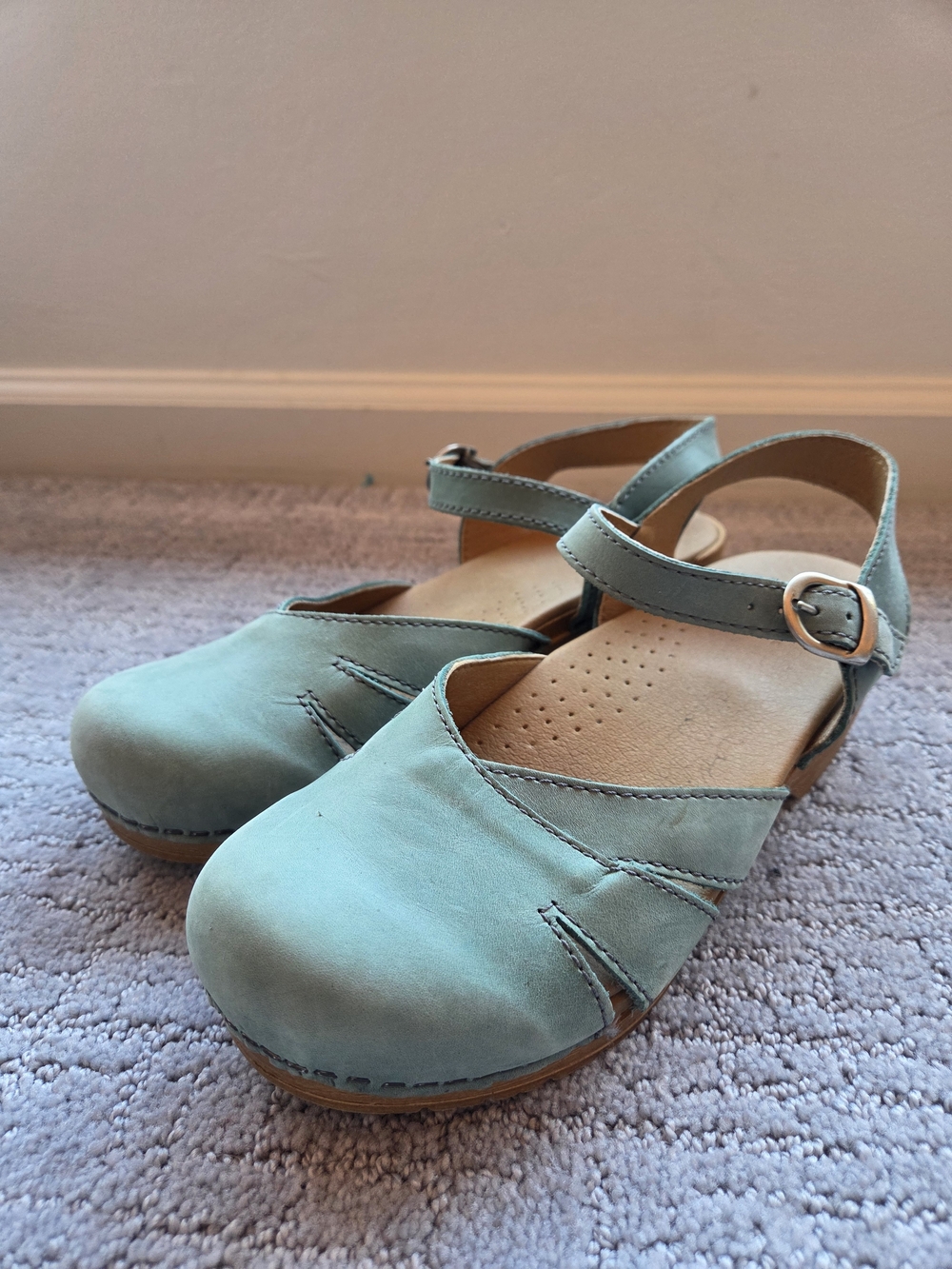 Sanita Margrethe Leather Slingback Clogs- Aqua Blue Size 39 - Picture 3 of 11